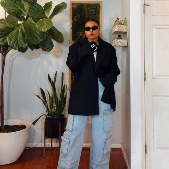 LONDON ROCK HAND PRESSED RHINESTONE OVERSIZED BOYFRIEND BLAZER SZ S/4 - Picture 4 of 11